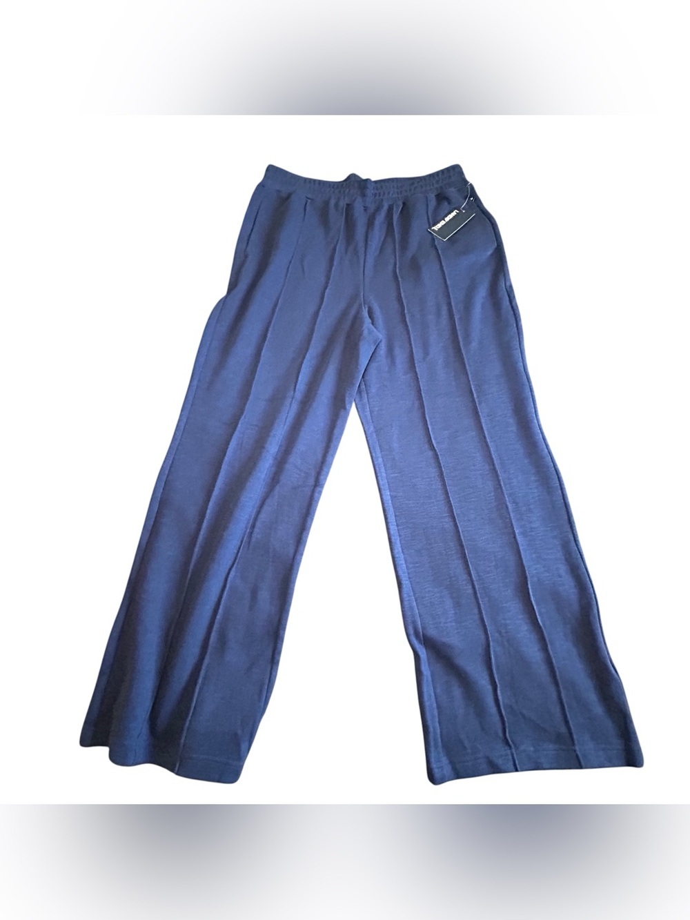 Lands' End Navy Wide-Leg Knit Track Pants
